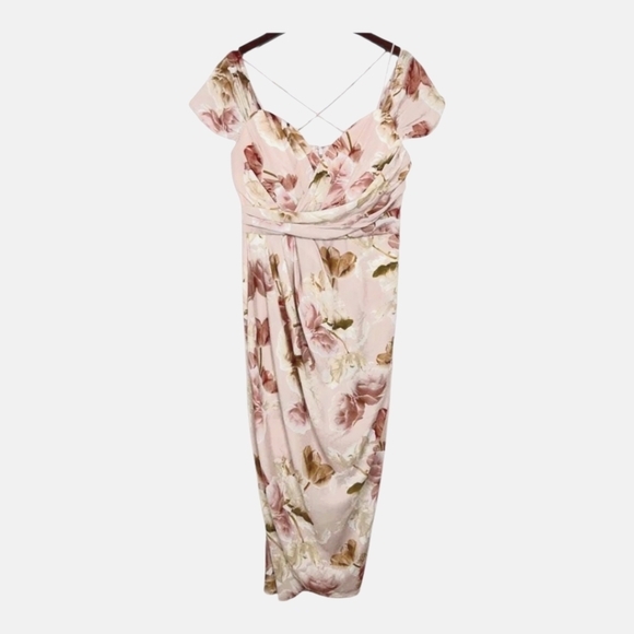 City Chic Powder‎ Floral mauve Maxi Dres plus size XL 22 new!! - Picture 5 of 13